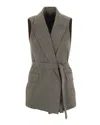 Liu •jo Chevron Vest With Belt - Grey In Gray