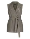 Liu •jo Tailored Sleeveless Jacket With Belted Waist In Gray