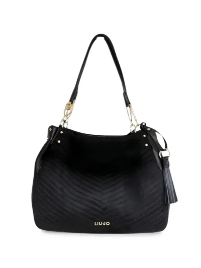 Liu •jo Chevron-quilted Shoulder Bag In Black