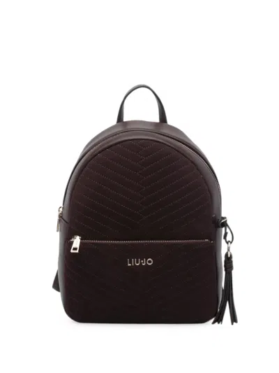 Liu •jo Chevron-quilted Tassel Backpack In Brown