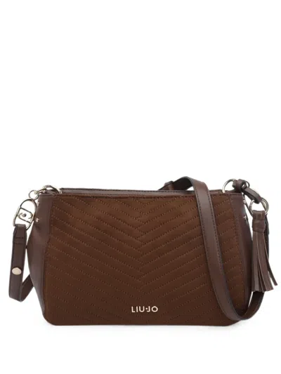 Liu •jo Chevron-quilted Tassel Shoulder Bag In Brown