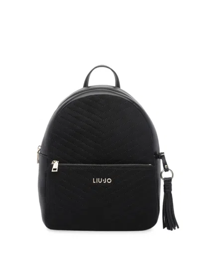 Liu •jo Chevron-quilted Tassel-detail Backpack In Black