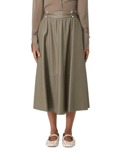 Liu •jo Chic Midi Skirt With Pearl Details In Green