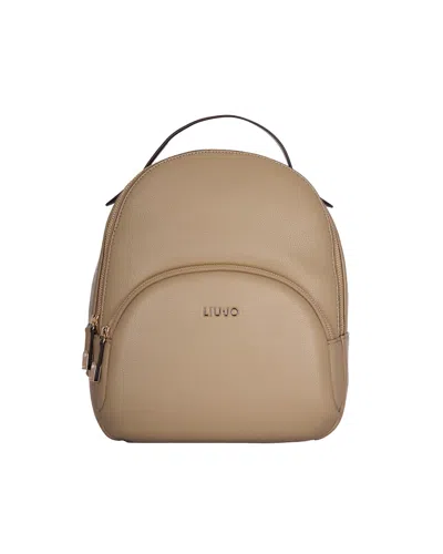 Liu •jo Logo-plaque Pebbled-effect Backpack In Brown