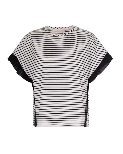 Liu •jo Liu Jo Chic Striped Mini Tee For Women In Black