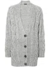Liu •jo Chunky-cable-knit Cardigan In Grey