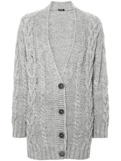 Liu •jo Chunky-cable-knit Cardigan In Grey