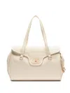 Liu •jo Clasp-detail Top-handle Shoulder Bag In Neutral