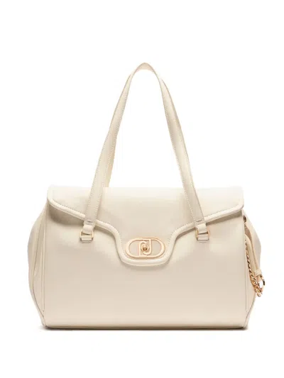 Liu •jo Clasp-detail Top-handle Shoulder Bag In Neutral