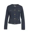 Liu •jo Classic Denim Jacket With Gold Accents In Black