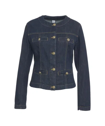 Liu •jo Classic Denim Jacket With Gold Accents In Black