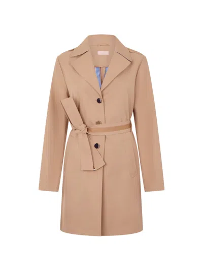 Liu •jo Classic-lapel Belted Trench Coat In Neutral