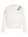 Liu •jo Cluster Embellished White Wool Sweater In White