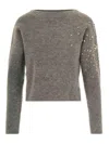 Liu •jo Liu Jo Textured Knit Sweater With Sparkling Embellishments In Gray