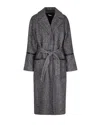 Liu •jo Sequin-embellished Herringbone-pattern Coat In Gray