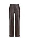 Liu •jo Coated Brown Wide-leg Pants With Pressed Crease And Cuffed Hem In Brown