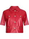 Liu •jo Coated Cropped Jacket In Red