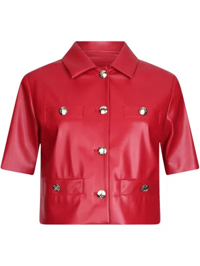 Liu •jo Coated Cropped Jacket In Red