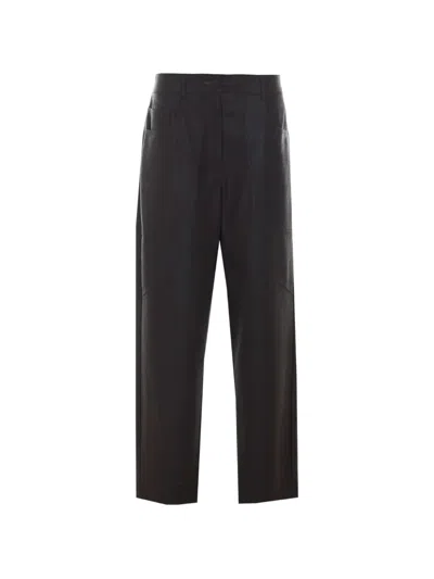 Liu •jo Coated Fabric Baggy Pants In Brown