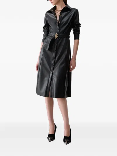 Liu •jo Coated Fabric Dress In Black