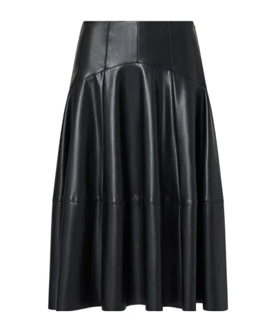 Liu •jo Coated Fabric Midi Skirt In Black