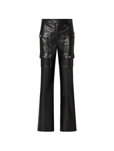 Liu •jo Coated Fabric Trousers In Black