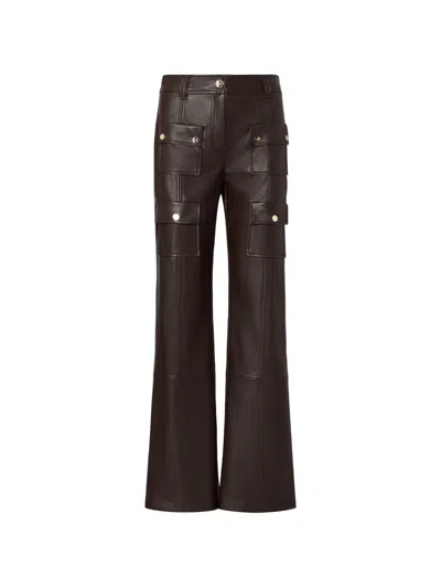 Liu •jo Coated Fabric Trousers In Brown