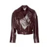 Liu •jo Belted Faux-leather Jacket In Burgundy