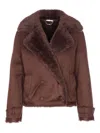 Liu •jo Brown Double Breasted Button Jacket In Brown