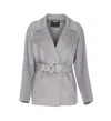 Liu •jo Wool Coat With Belt In Gray