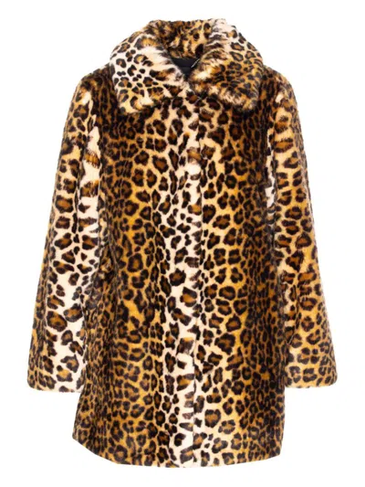 LIU •JO LIU JO ANIMALIER FAUX FUR COAT
