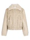 Liu •jo Teddy Bomber Jacket With Cable Knit Detailing In Neutral