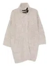Liu •jo High-neck Single-breasted Coat In Neutral