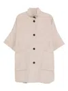 Liu •jo Liu Jo Relaxed Beige Coat With Button Fastening And Patch Pockets In Gold