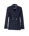 Liu •jo Check Motif Jacket Gold Buttons In Blue