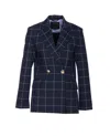 Liu •jo Check Motif Jacket Gold Buttons In Blue