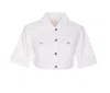 Liu •jo Short Sleeve Cropped Collared Jacket In White