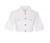 Liu •jo Short Sleeve Cropped Collared Jacket In White