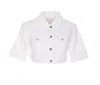 Liu •jo Short Sleeve Cropped Collared Jacket In White