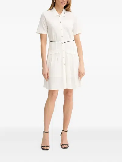 Liu •jo Collar-detail Button-up Mini Dress In Neutral