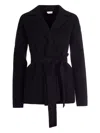 Liu •jo Collared Belted Jacket In Black