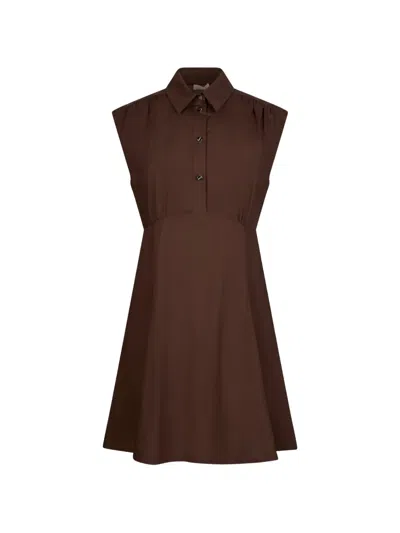 Liu •jo Collared Sleeveless Mini Dress In Brown