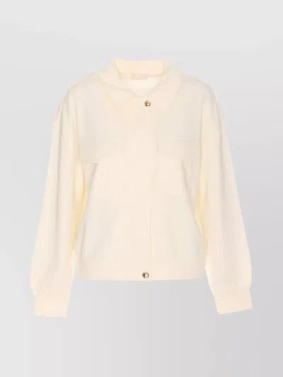 Liu •jo Collared Stud Embellished Front Pockets Jacket In White