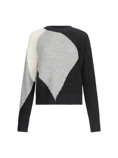 LIU •JO COLOR-BLOCKED GEOMETRIC KNIT SWEATER