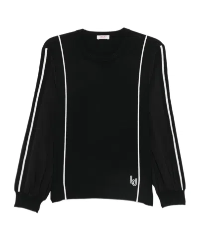Liu •jo Color-block Striped Sweatshirt In Black
