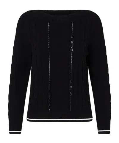 Liu •jo Color-contrast Trim Sweater In Black