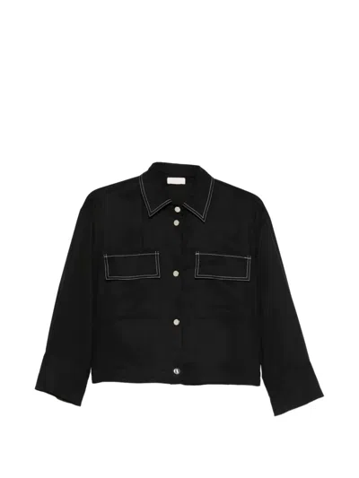 Liu •jo Contrast-stitch Shirt In Black