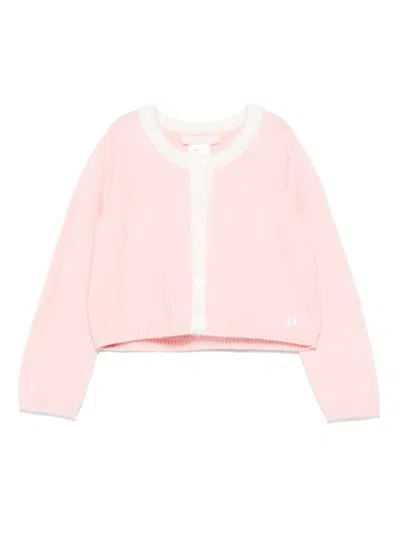 Liu •jo Babies' Contrasting-trim Cardigan In Pink