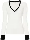 Liu •jo Contrasting-trim Ribbed Jumper In White