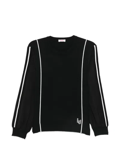 Liu •jo Contrast-stripe Sweatshirt In Black